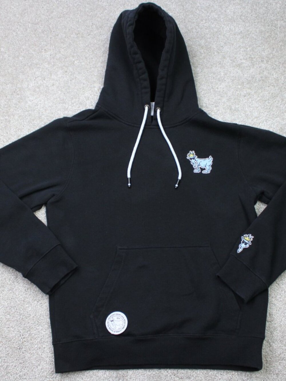 Goat USA Hoodie Mens X-Small Black Logo Cotton/Polyester Hooded Sweatshirt L/S